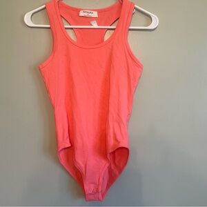 Size small leotard shirt women’s hot pink fitted summer shirt racer back